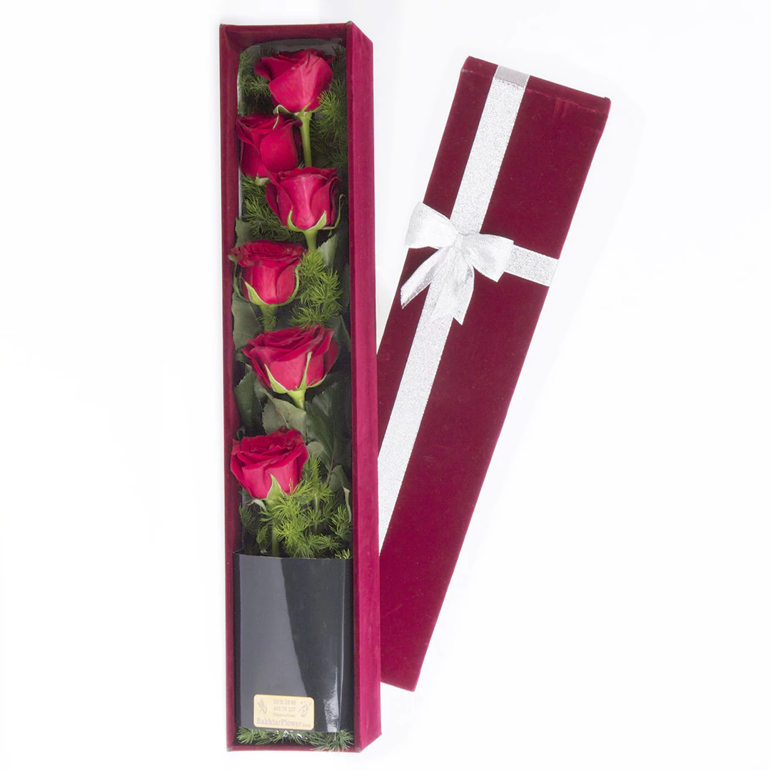 مدل باکس گل هدیه گل رز هلندی قرمز کد 2300
