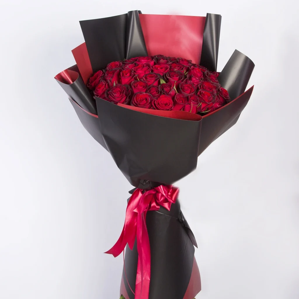 دسته گل رز هلندی قرمز لاکچری کد 6230