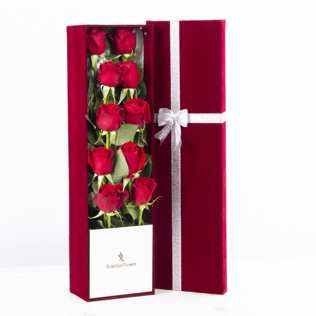 عکس باکس مخملی گل رز هلندی قرمز کد 2540