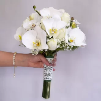 عکس دسته گل عروس با گل رز و ارکیده