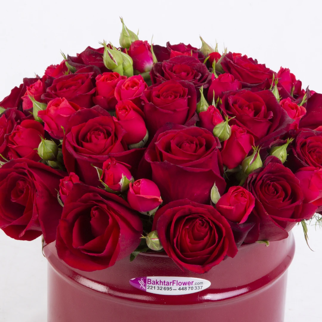 تصویر باکس گل فلزی گل رز هلندی قرمز کد 2740