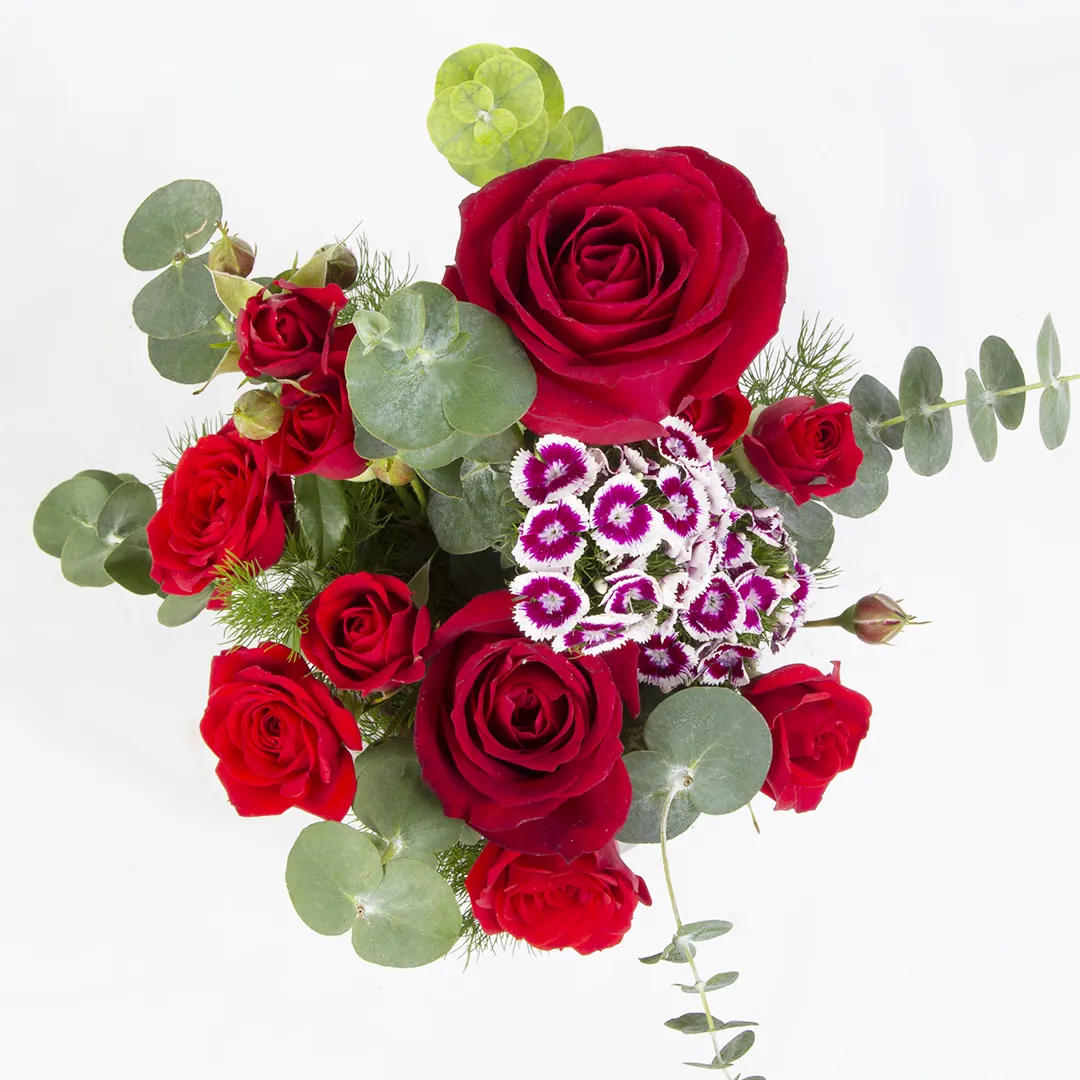 عکس و مدل گلدان گل برای هدیه با گل رز هلندی قرمز کد 13282