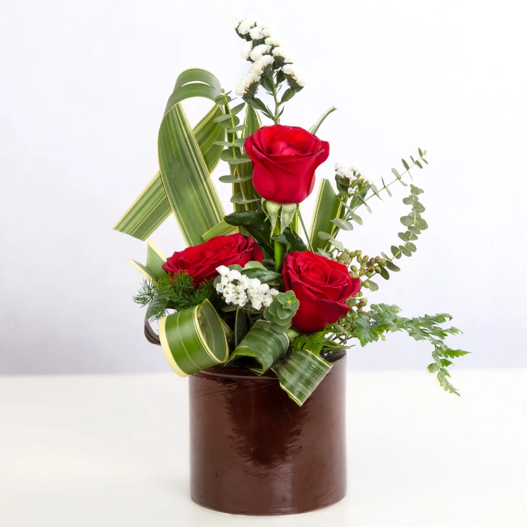 عکس گلدان گل رز هلندی قرمز کد 2560