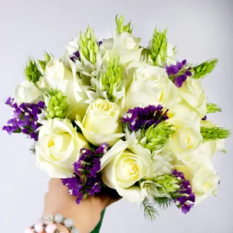 عکس جدیدترین دسته گل عروس رز هلندی سفید