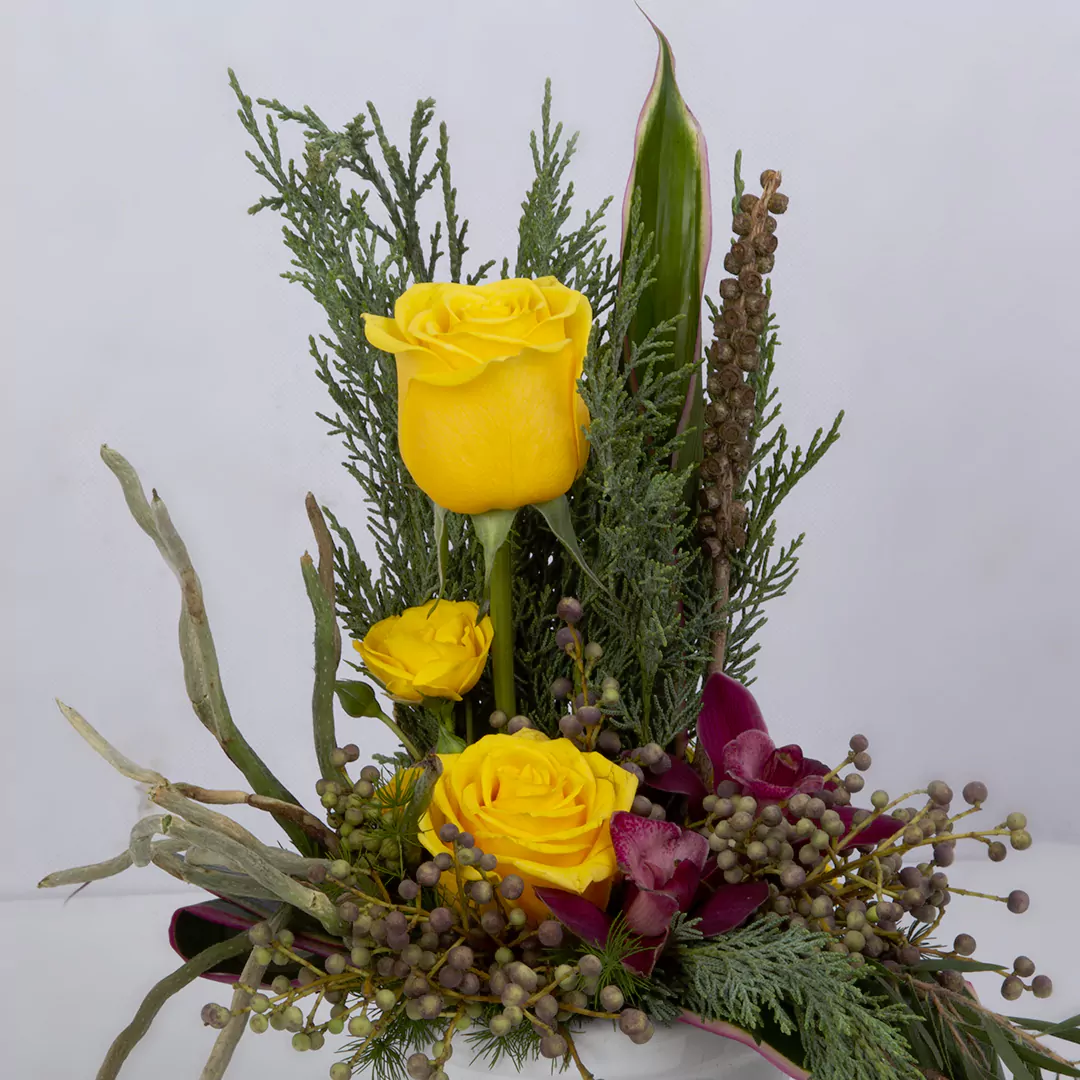 عکس باکس گل هدیه گل رز هلندی و گل ارکیده کد 1660