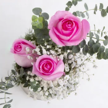 مدل گل رز هلندی صورتی در باکس گل فلزی کد 2880