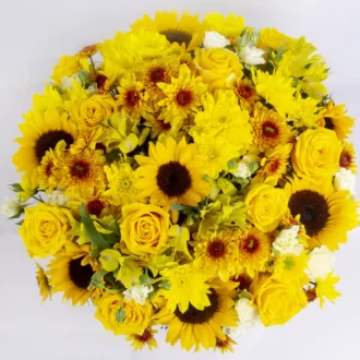 مدل گل برای هدیه تولد با گل رز هلندی زرد کد 2800