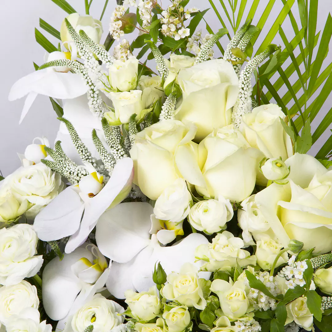 مدل باکس گل سفید رز هلندی و ارکیده کد 4220