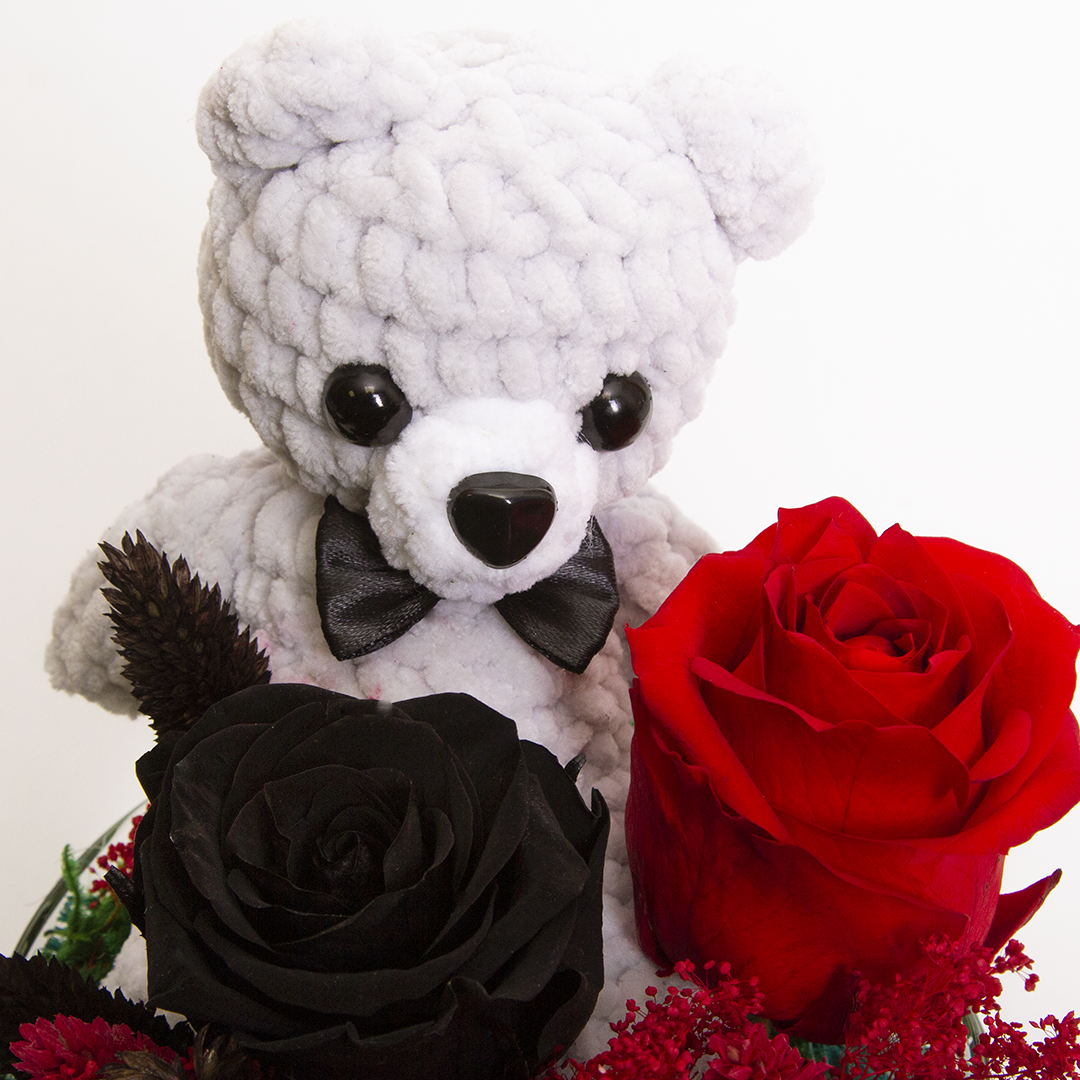 تصویر گل زر جاویدان با عروسک خرس کد 21251