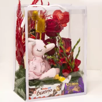 مدل جعبه گل رز و شکلات ولنتاین کد 21285