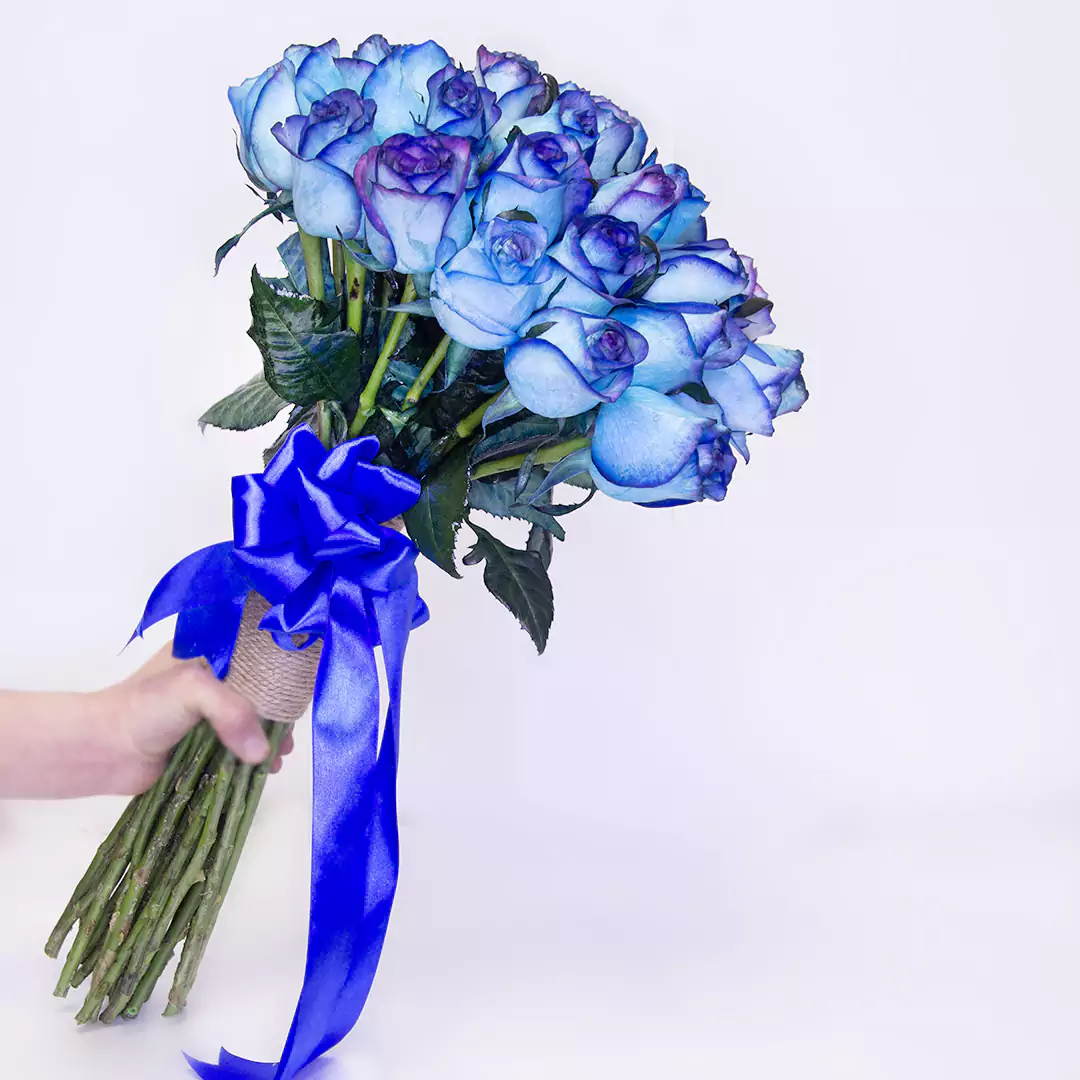 مدل دسته گل رز آبی 31 شاخه کد 21926