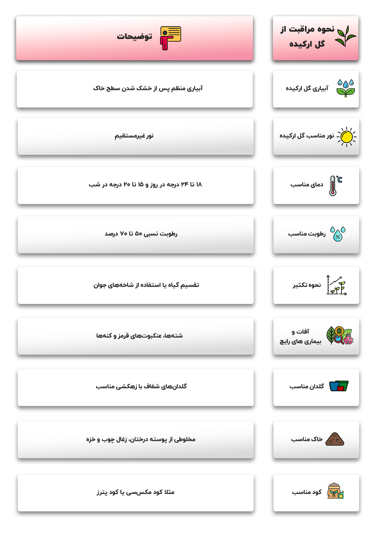 جدول معرفی گل ارکیده در مجله باختر